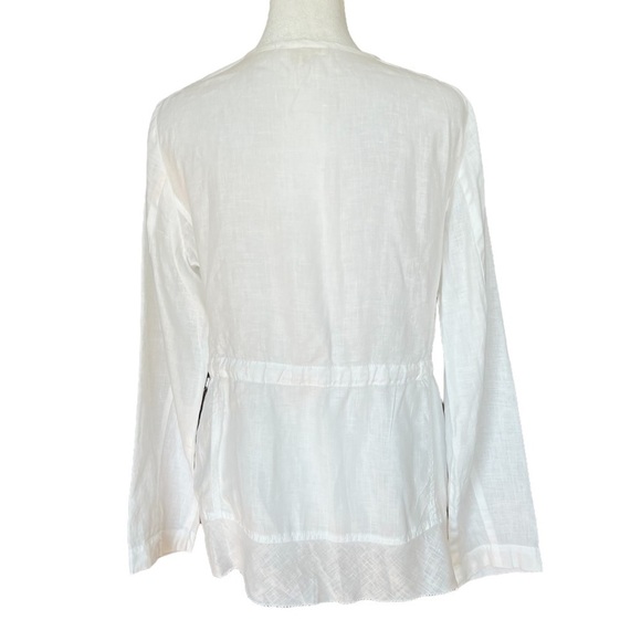EILEEN FISHER Irish Linen Front Tie Blouse - Picture 4 of 6